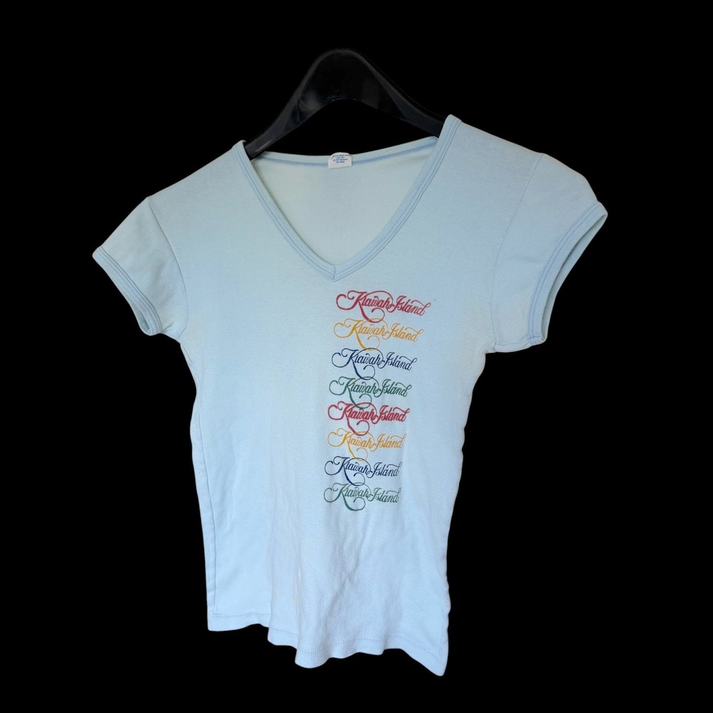 Lee 60's Kiawah Island V-Neck Baby Tee Blue Short Sleeve Charleston NC